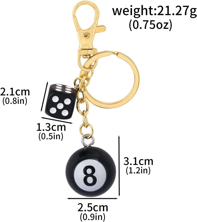 SORGERLY 8 Ball Dice Charm Keychain - Cute Bag Purse Handbag Accessories - Y2K Aesthetic Key Chain for Women Men - Image 5